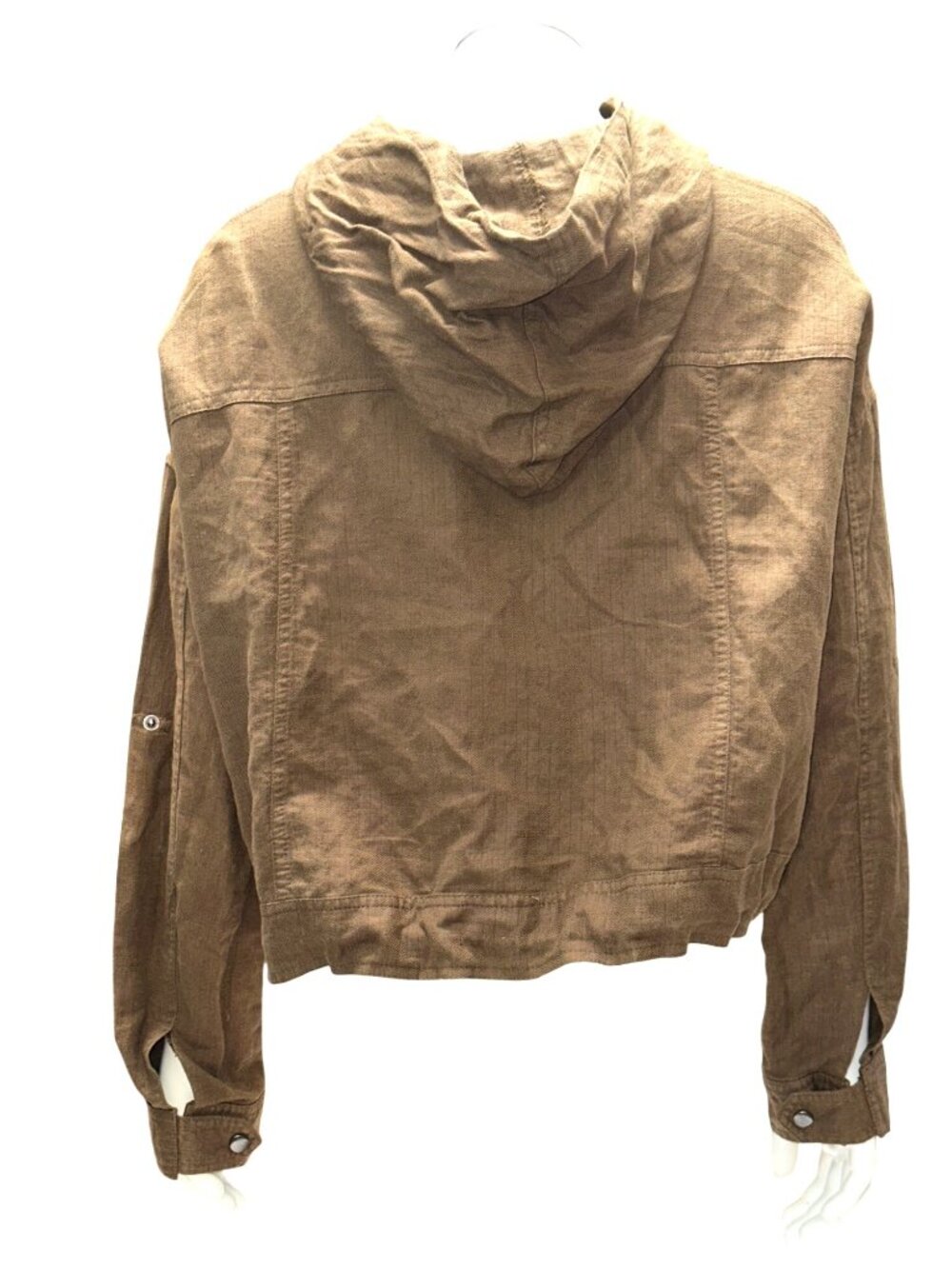 Forever 21 Medium Brown Hooded Jacket Cropped Utility Streetwear Grunge Core Y2K - Picture 4 of 12
